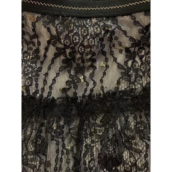 Tom K Nguyen Layered Lace Skirt Sz 0 Black Lined Floral Glitter Frilly Goth Mesh - Picture 6 of 6